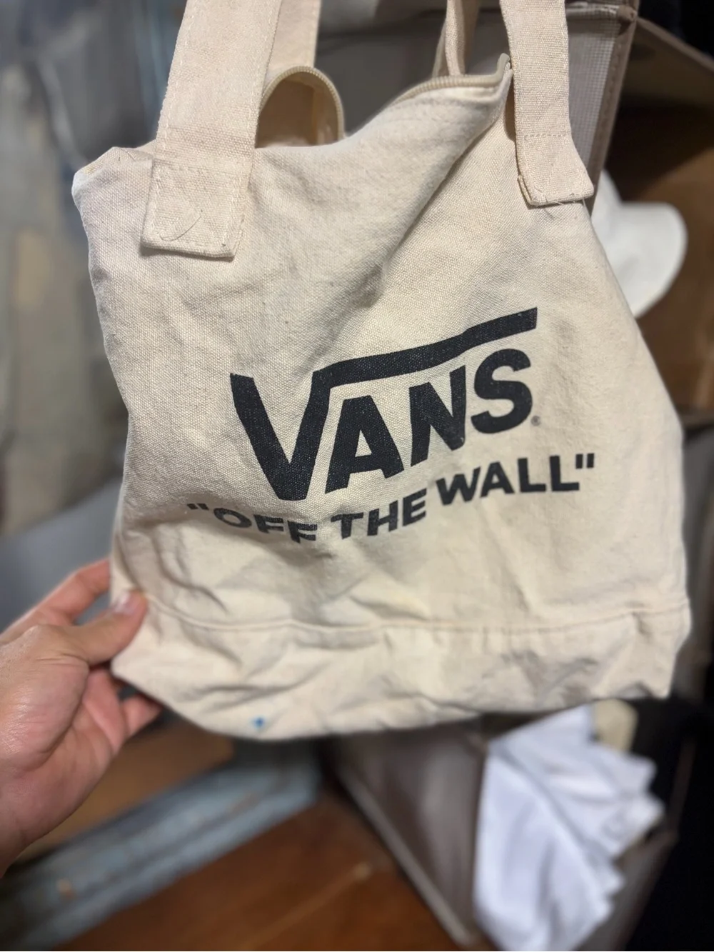 Vans Natural Canvas Tote with Black Logo vintage
